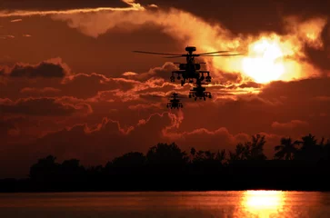 Selbstklebende Fototapeten Apache-Helikopter-Formation © cameraman