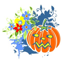 Pumpkin and flowers