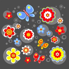 Black flowers background