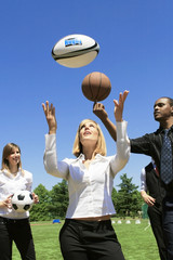 YOUNG BUSINESS TEAM DOING SPORT