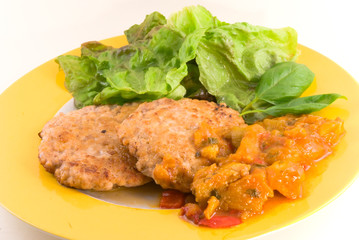Delicious Hamburger with Vegetable(Zucchini,Eggplant,onion)