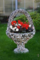 stone vase with the flowers