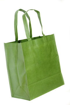 Green shopping bag isolated on white background