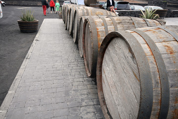 line of barrels