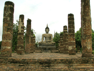 Thai Buddha and Columns