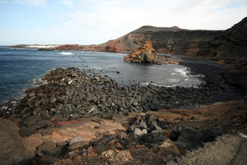 rocky volcanic beach