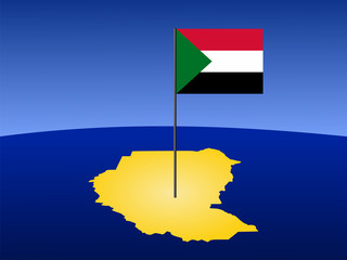 map of Sudan with flag