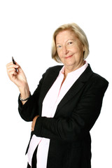 Mature caucasian businesswoman with pen