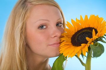 woman with sunflower