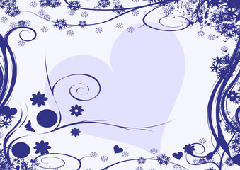 winter vector floral heart design