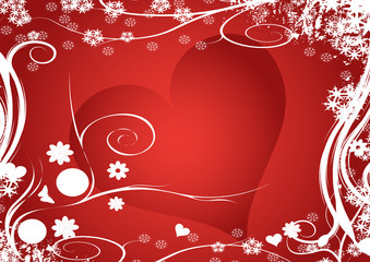 winter vector floral heart design