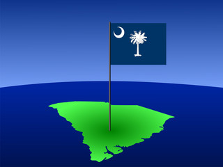 map of South Carolina with flag