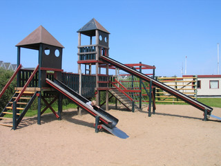 Child plays in playground