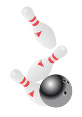 Bowling ball and pins