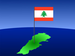 map of Lebanon with flag