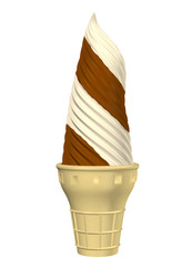 Big Chocolate & Vanilla Cone on White