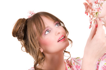 Fototapeta premium Beautiful flower girl