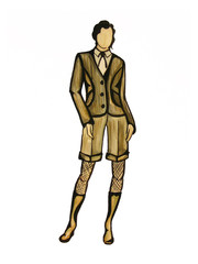 Model in olive color suit