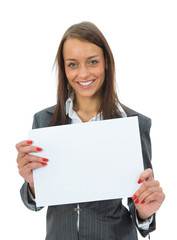 Naklejka premium Business woman keeps sheet