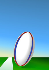 Ballon de rugby sur la ligne