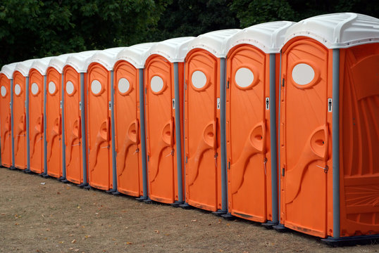 Row of Portable Toilets