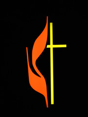 Methodist symbol lit up sign - obrazy, fototapety, plakaty