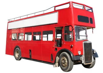 Fotobehang Londen rode bus Ouderwetse Londense rode dubbeldekkerbus