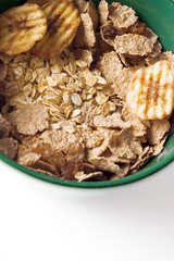 Green bowl of cereal