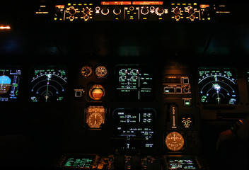 commercial aircraft panel at night