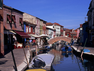 Main Street in Burano, Venice, Italy