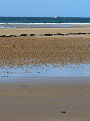 Marée basse sur une plage normande