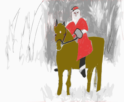 Weihnachtsmann auf Pferd