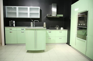 green colour kitchen