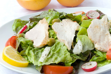 mixed chicken salad with vegetables