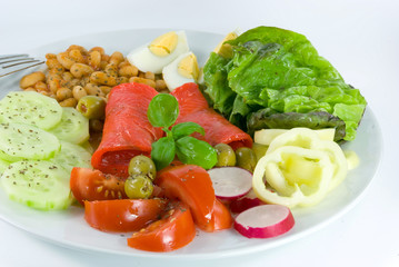 beans mixed-vegetable salad with lettuce,peepper,radish 3