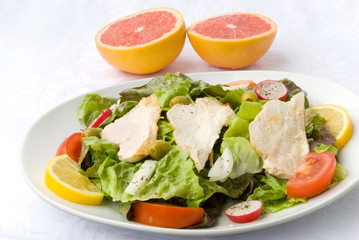 mixed chicken salad with vegetables