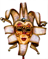 Naklejka premium Beautiful venetian mask isolated on white background