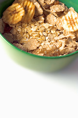Green bowl of cereal