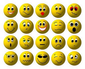 20 smileys gelb