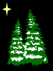 Christmas trees in retro colors scheme