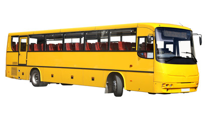 Fototapeta na wymiar ¯ółty autobus, odizolowane na białym tle.