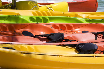 colorful canoes