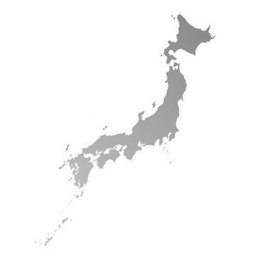 Detailed isolated gray gradient map of Japan