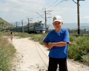 boy against a train