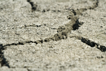 closeup of dried out brown soil
