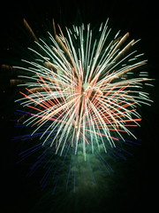 Night celebration fireworks upon dark sky 016