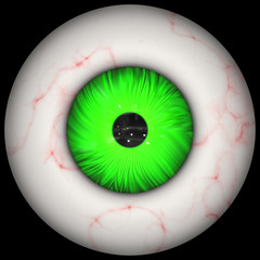 Illustration of human eyeball with green iris