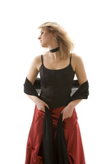 Naklejka premium In ball dress woman portrey 