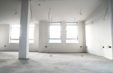 Empty flat in construction. Architecture construction concept