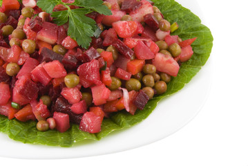 Macedonian salad isolated on white